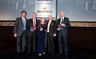 Juan Prestamo from parent company Crown Global Equity; former managing director, Paul Rosie; Mary Colborn, daughter of company founder John Gibson; Andrew Hayward and Graeme Nicolson, another past MD of Russell Roof Tiles