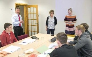 (L-R) John Forster, Margo Williamson and Maureen Douglas with apprentices