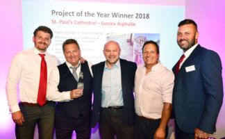 (Pictured from left to right) – Richard Lamb from Sussex Asphalte, Julian Coulter from Sussex Asphalte, Brian Moore, Matt Coulter from Sussex Asphalte and Robert Kew from Sussex Asphalte.