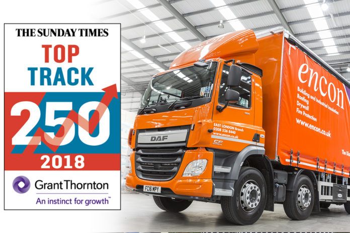 The Encon Group is celebrating another year of success after ranking 98th in the Sunday Times Grant Thornton Top Track 250 League Table