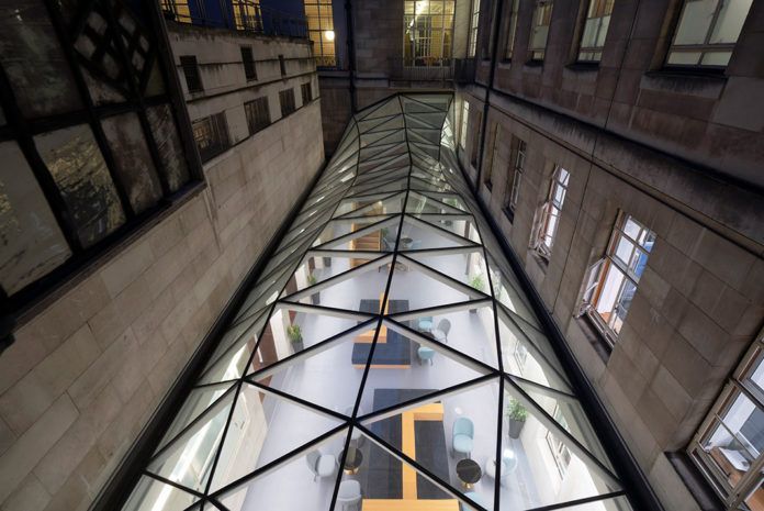 Senate House after the completion of its stunning multifaceted glass roof. Photo by Jefferson Smith.