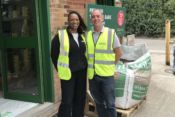 Angela Straker, branch manager and Ryan McDonald, assistant manager at Chandlers Building Supplies Banstead.