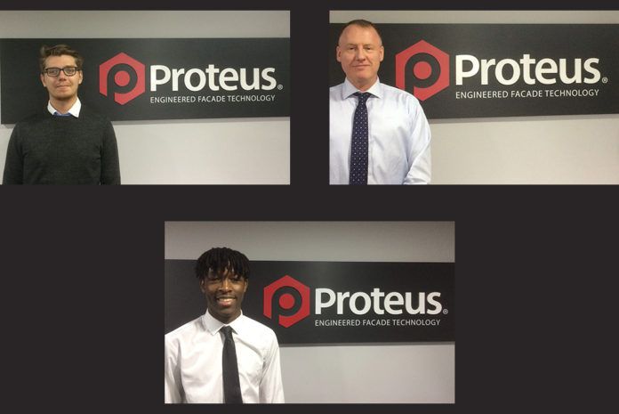 Left to right: Stephen, Simon and Daniel (below) have joined the Proteus Facades team