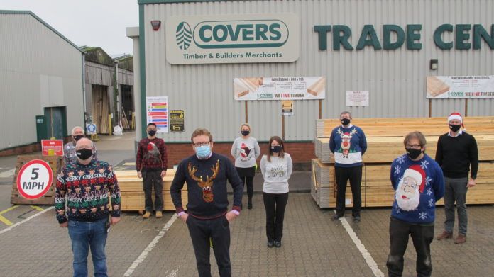 The team at Covers Timber & Builders Merchants has donated more than £15,000 to local hospices after taking part in Christmas Jumper Day