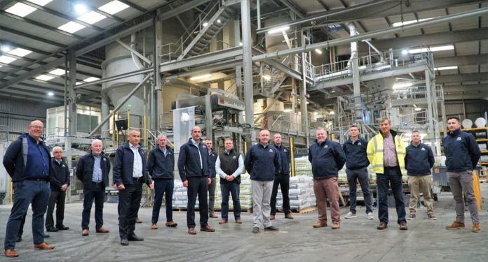 Mannok's chief executive officer, Liam McCaffrey and cement manager, TP Feehan, join the company’s Irish sales team at its cement plant.