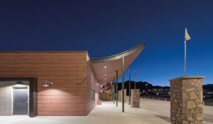 MEG was specified as the architects were looking for wood effect cladding which would complement the camp theme and could be cut into planks to simulate a cabin.