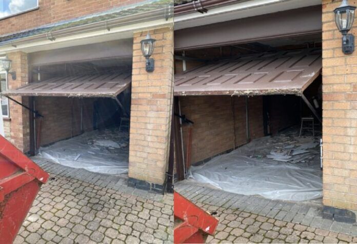 Asbestos Boss Limited removed an asbestos insulating board ceiling from a domestic integral garage in Stockport.