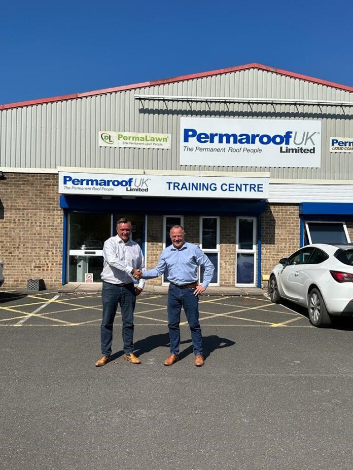 L-R Adrian Buttress, Duncan Kirkwood in front of the PermaGroup headquarters.