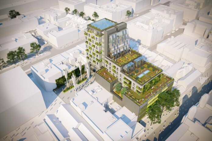 An artist's impression of the Biophilic Living development in Swansea.