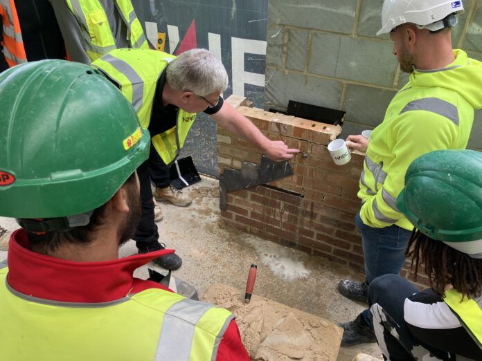 Demonstrating the weep vent of the Glidevale cavity tray.