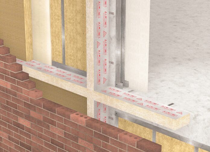 AIM Wall Cavity Barrier (Red Edition) example installation schematic.